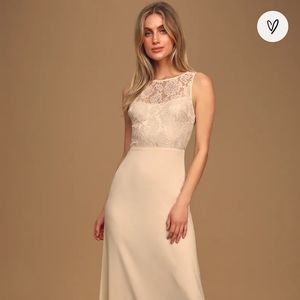 Cream maxi dress with lace detail